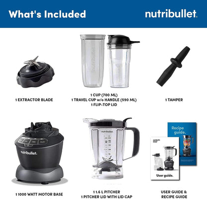 Nutribullet Pro 1000 Watts | 3 Unbreakable Jars | Dark Grey |