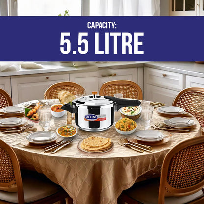 Ultra Duracook Stainless Steel Pressure Cooker | 5.5 Litre | Keeps Warm upto 2 Hours |