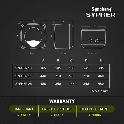 Symphony Sypher Geysers | 2KW Heating | White |