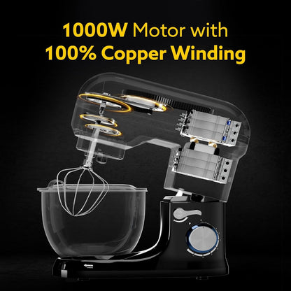 Agaro Royal Stand Mixer | 5 L | 1000W | 8 Speeds | Black |