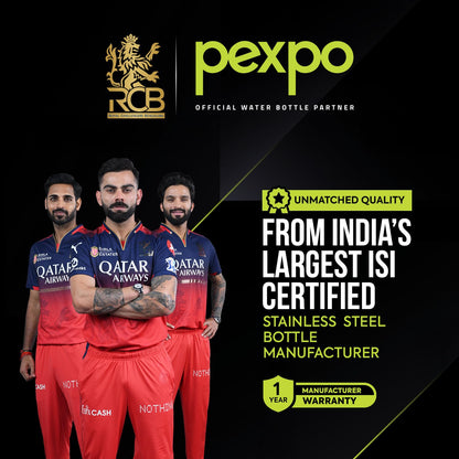 Pexpo Stainless Steel Water Bottle | 1 L | Hot and Cold Flask | Black |