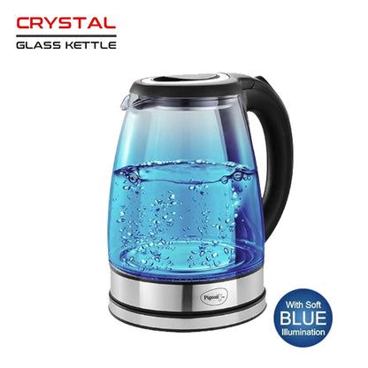 Pigeon Crystal Glass Electric Kettle | 1.8 Litre | Blue LED Illumination | 1500 Watts | Silver |