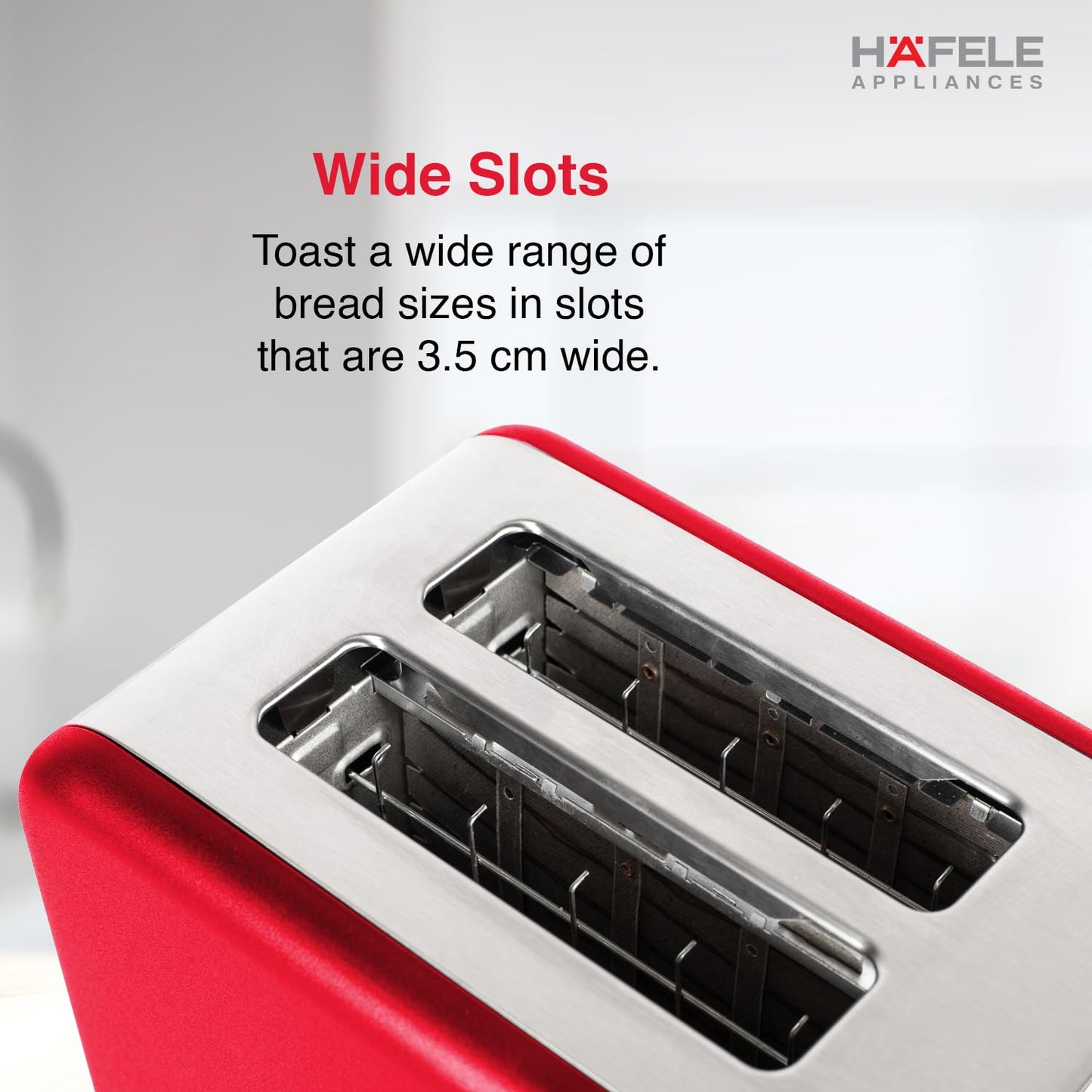 Hafele Amber | 2 Slice | Pop Up  | Electric Toaster | Red