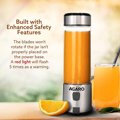 Agaro Galaxy Portable Blender | 450 ml | Rechargeable | Silver |
