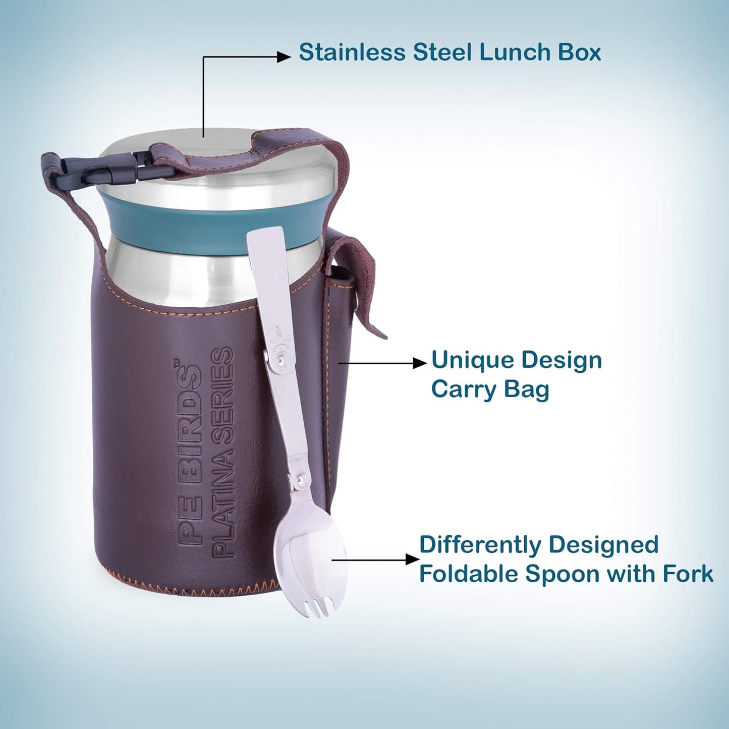 PE Birds Opal Sambar Jar with Unique Carry Bag | 550ml | Detachable Spoon |