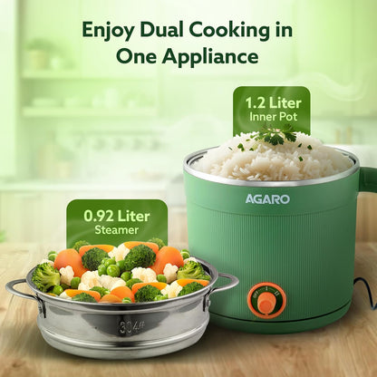 Agaro Regency Multi Cook Kettle With Steamer | 1.2 L | Sea Green | 600 W |