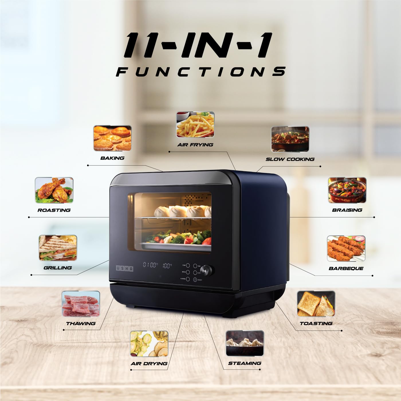 Usha iChef Steam Oven | Air Fryer | Steamer | 39 Pre-set Menus |