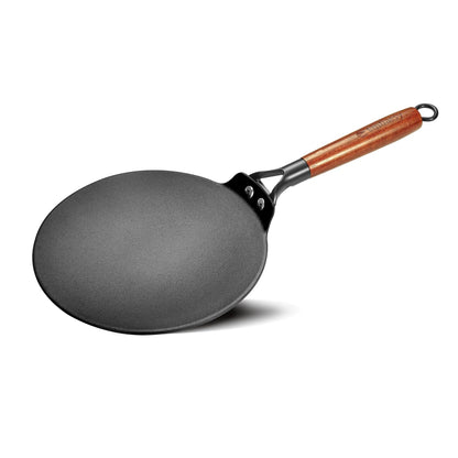 Embassy Touchstone Cast Iron Roti Tawa with Wooden Handle | Induction & gas Stove Compatible |