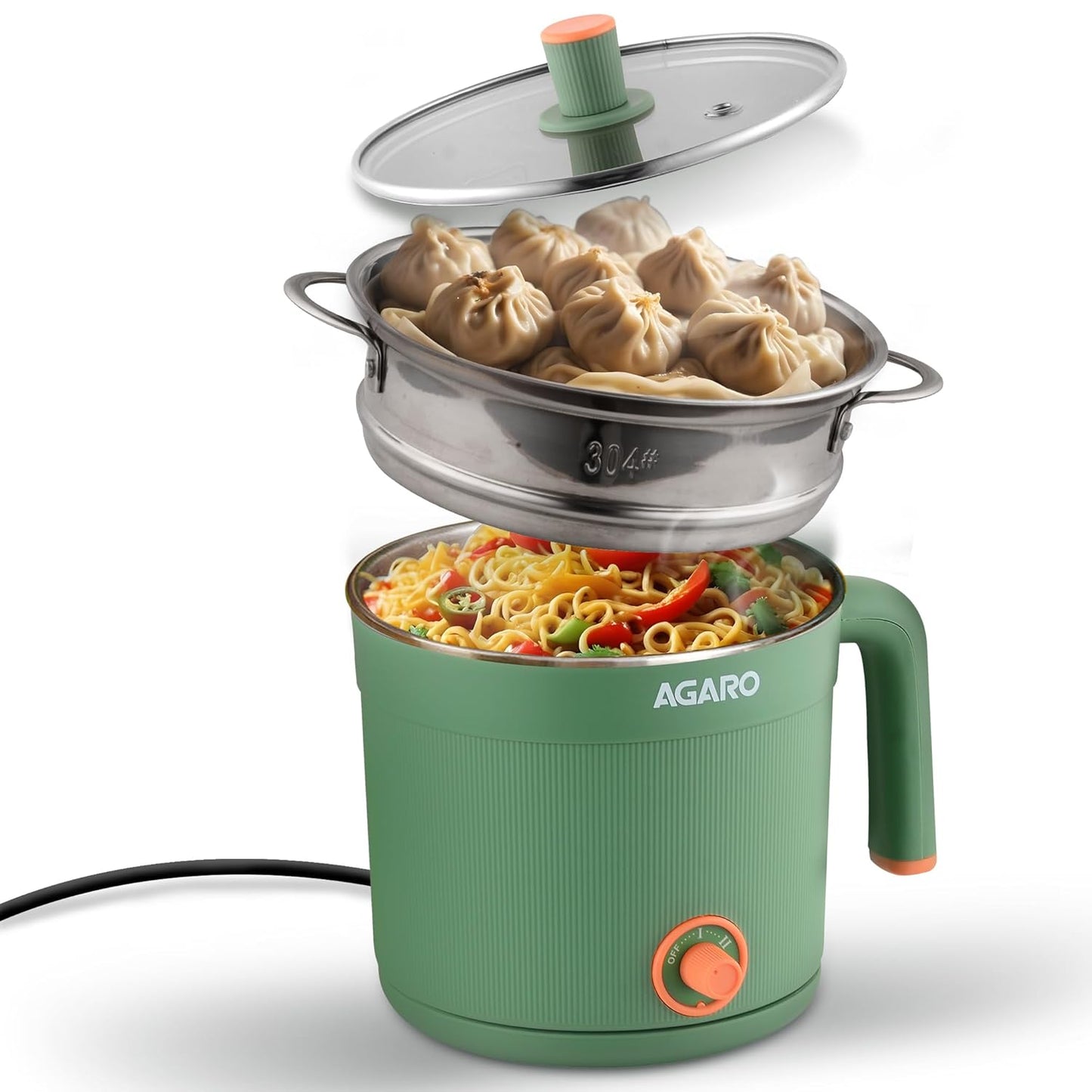 Agaro Regency Multi Cook Kettle With Steamer | 1.2 L | Sea Green | 600 W |