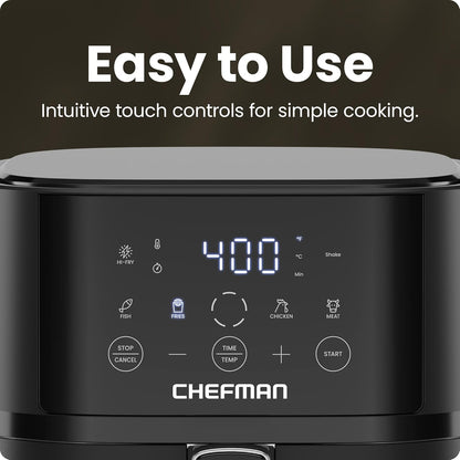 Chefman 4 QT Compact Airfryer | Hi-Fry Technology | Touchscreen Controls | Black |