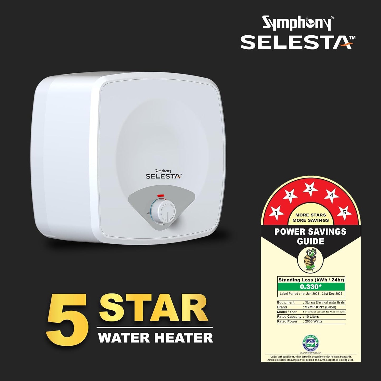 Symphony Selesta Geyser | 2KW Heating | White |