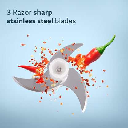 Agaro Elite Mini Rechargeable Mini Electric Chopper | Black | 1 Touch Operation | Black |