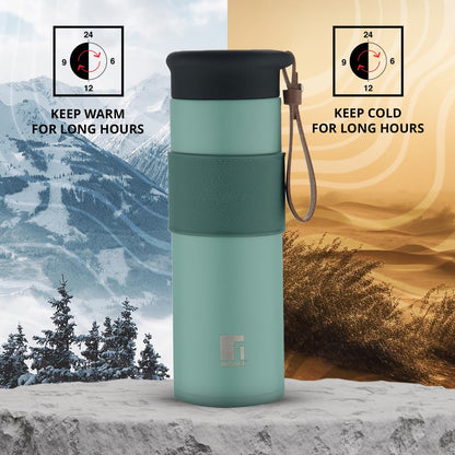 Buy Bergner Walking 450 ml ThermoSteel Bottle/Flask | Mineral green | Double Wall |