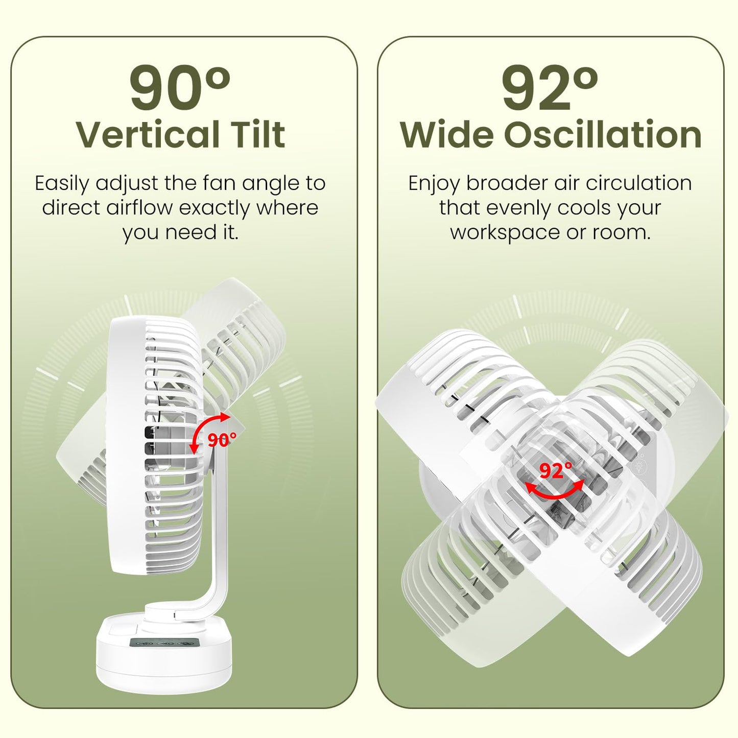 Portronics Airloop Portable Desk Fan with Automatic 92° Oscillation | 90° Tilt | Rechargeable |