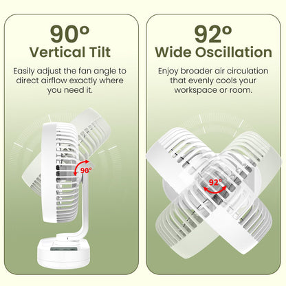 Portronics Airloop Portable Desk Fan with Automatic 92° Oscillation | 90° Tilt | Rechargeable |