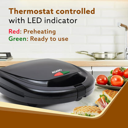 Agaro Non-Stick  Delite Sandwich Maker | 750W | Black | Oil Free |