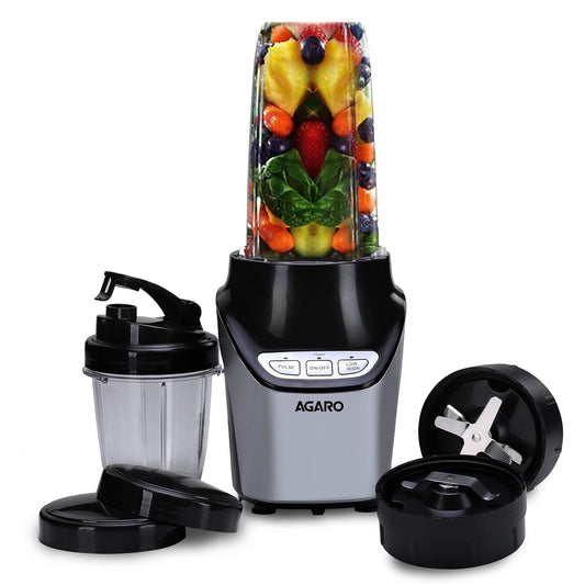 Agaro Marvel Nutri Blender | 2 Tritan Jars | Stainless Steel Blades | Black |