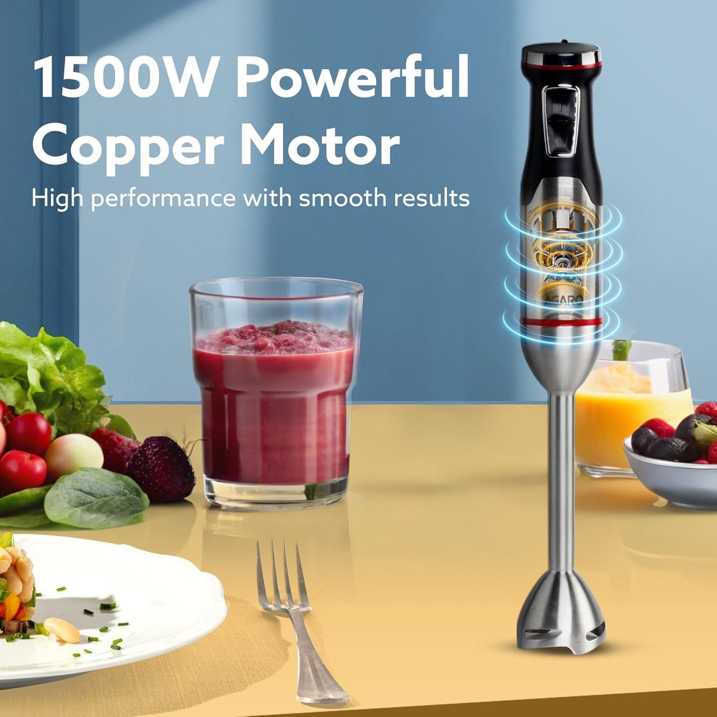 Agaro Royal Hand Blender & Chopper | 1000W | SS Blades | Black |
