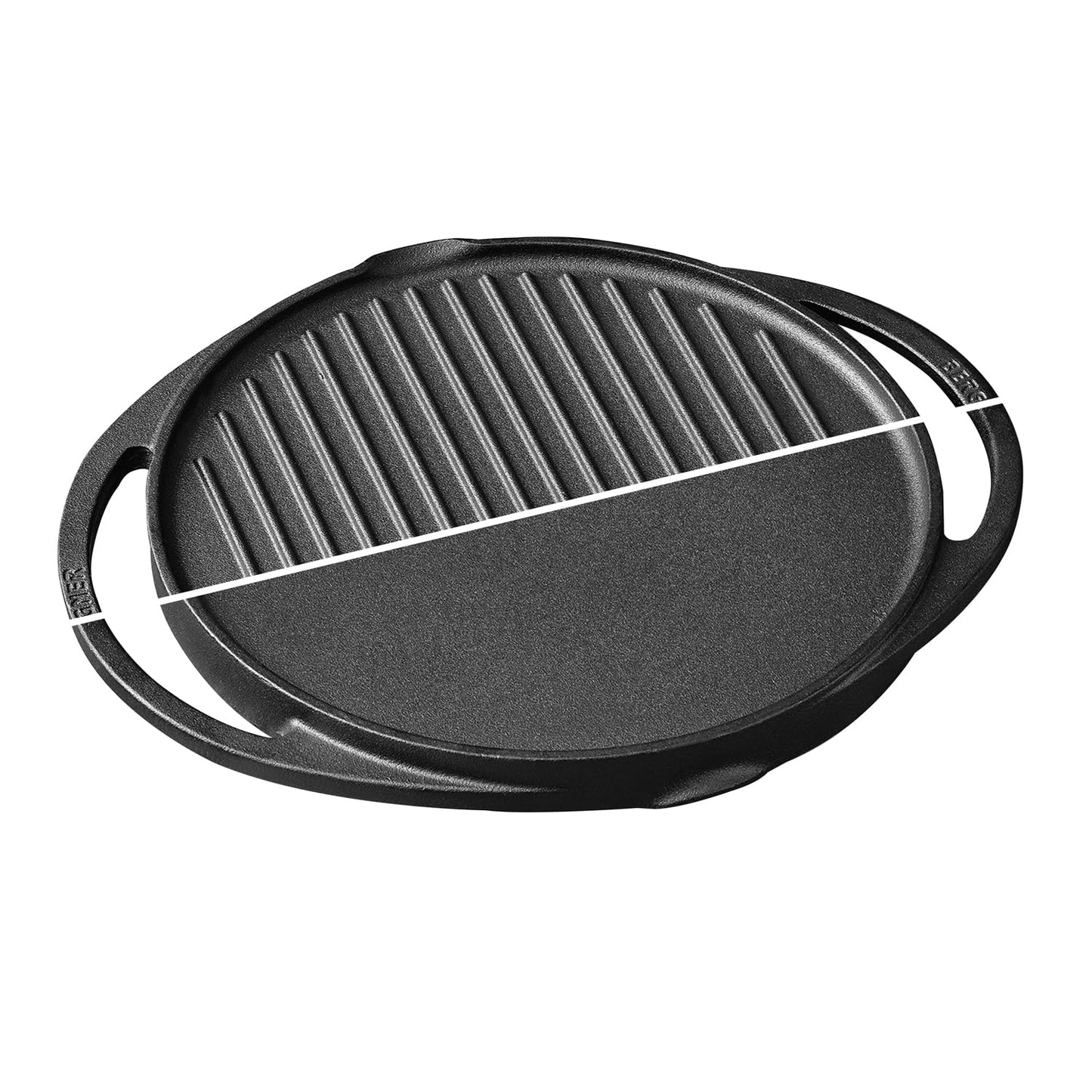 BERGNER Elements Cast Iron Reversible Grill Pan | 30 cm | Pre-Seasoned, Grilling & Cooking |
