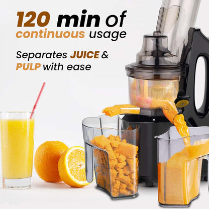 Agaro Royal All-in-1 Fruits & Vegetables Slow Juicer | 240W | Black |