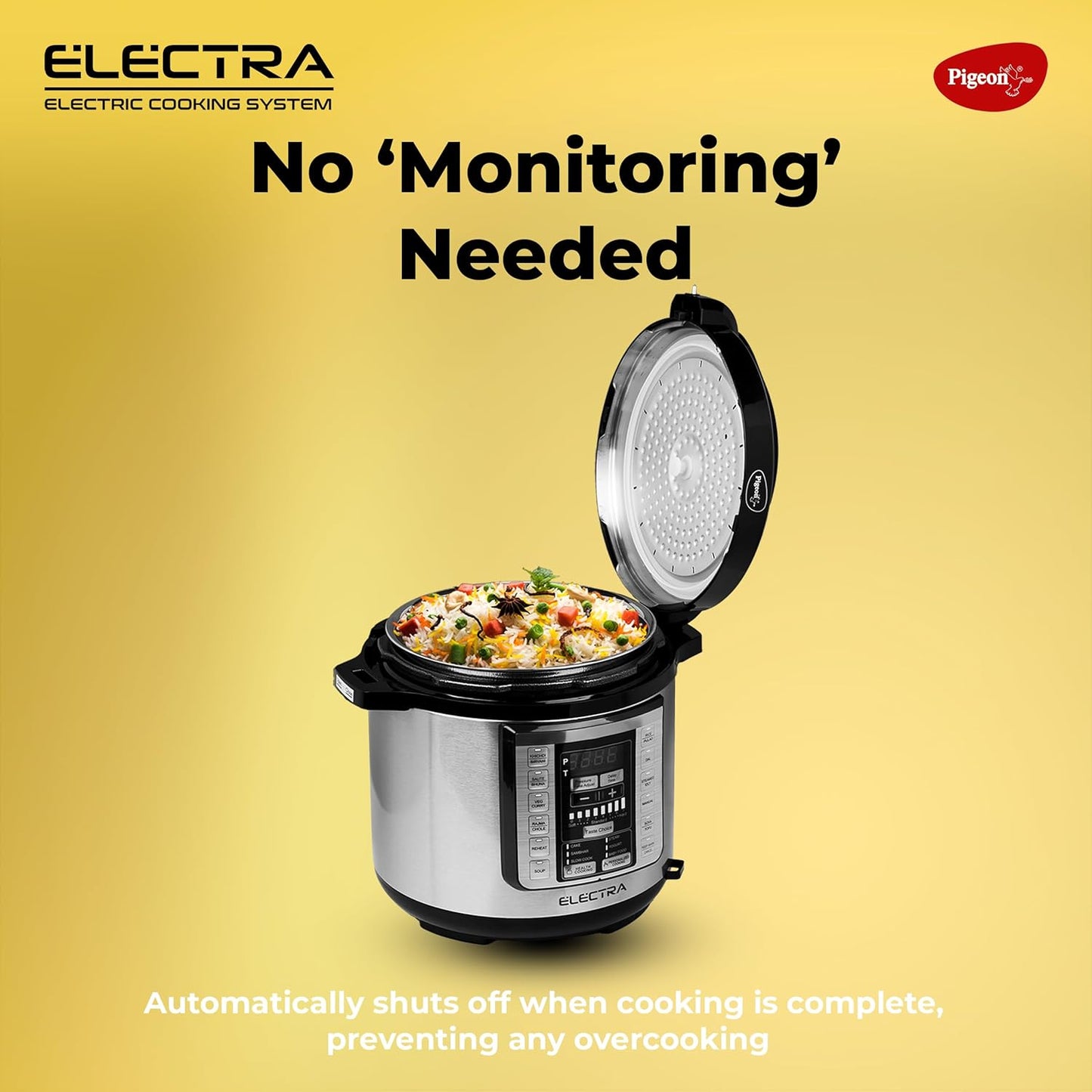 Pigeon ELECTRA - Electric Pressure Cooking System with 18 Pre-Set Menus, 6L, 3L