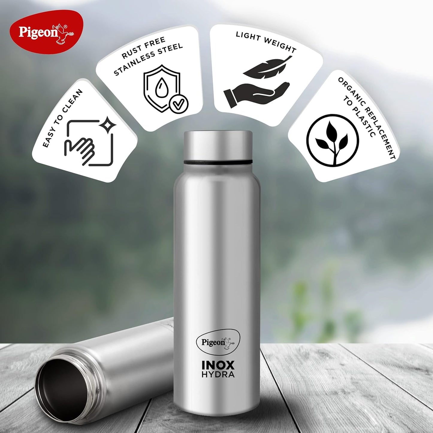 Pigeon Inox Hydra Plus Stainless Steel Water Bottle | Silver |