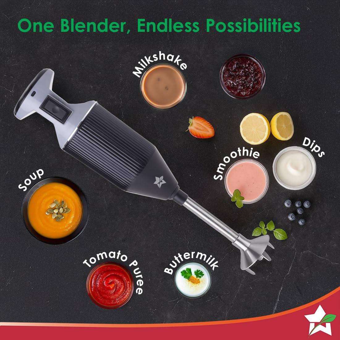 Wonderchef Primary Plus Hand Blender | 250W | 2 Years Warranty | Black | - Infinia Home and Kitchen