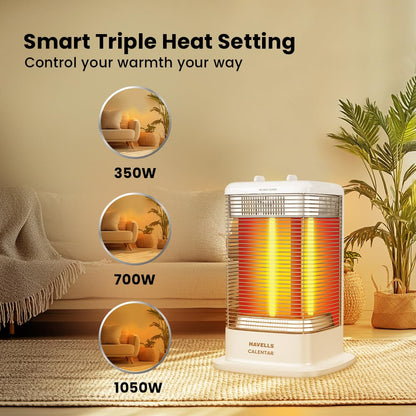 Havells Calenter | 1050 Watt | Room Heater | 3 Carbon Heating Tube | 3 Heat Setting