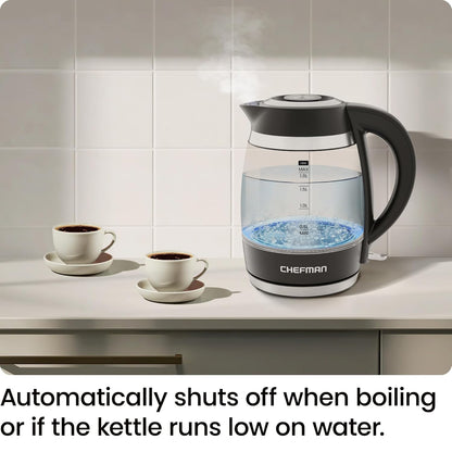 Chefman Electric Kettle | 1.8L | 1500W | Fast Boil Hot Water Kettle |