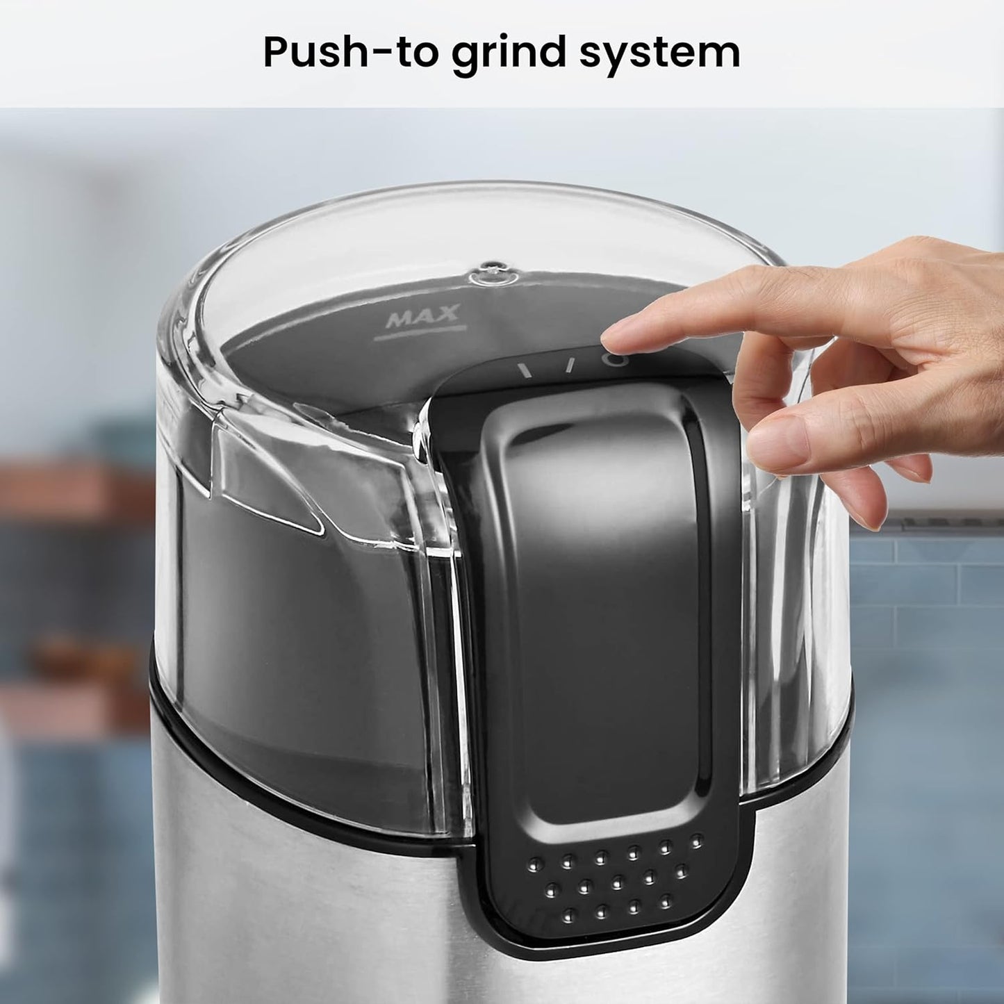 AGARO Grand Electric Coffee Grinder | Grinds up to 60 Grams Dry Coffee Beans | Portable | Silver |