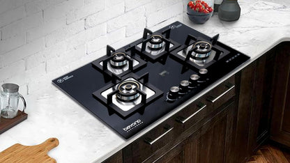 Beyond Appliances Smart Timer Dorado Hobtop 4 Burner with Flame Failure Detection 75cm, Black