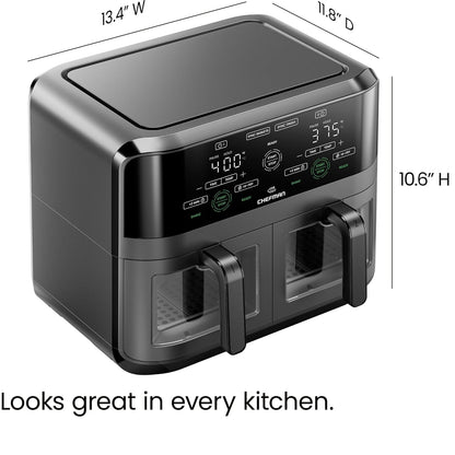 Chefman Turbo Fry Touch 6QT | Dual Basket Air Fryer | Touch Control Panel | Hi-Fry Technology |