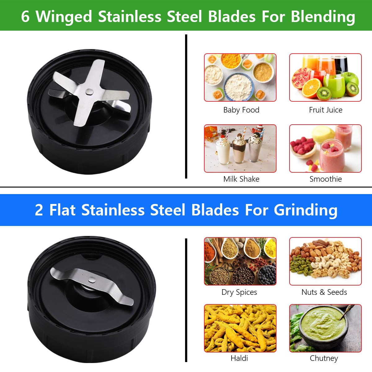 Agaro Marvel Nutri Blender | 2 Tritan Jars | Stainless Steel Blades | Black |