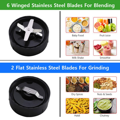 Agaro Marvel Nutri Blender | 2 Tritan Jars | Stainless Steel Blades | Black |