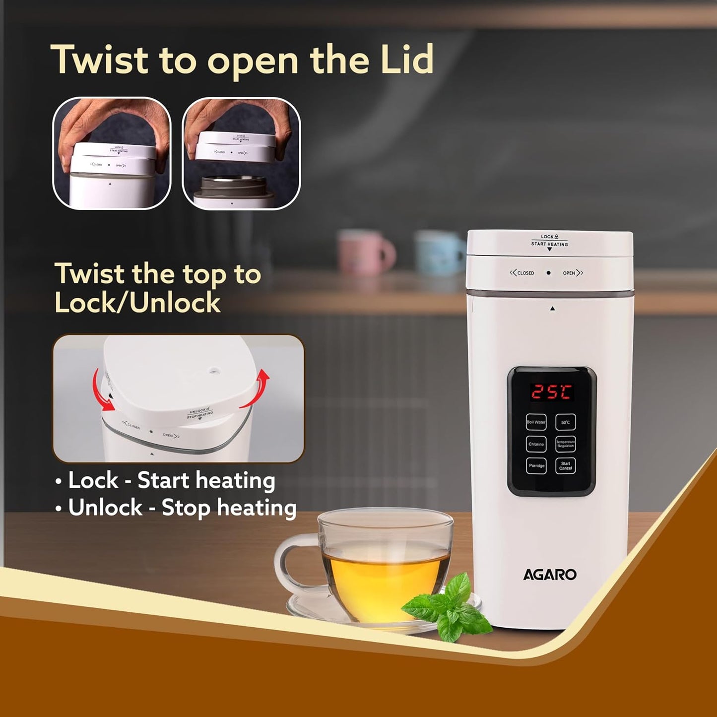 AGARO Delite Portable Electric Kettle | 500ml | White | Travel Electric Kettle |