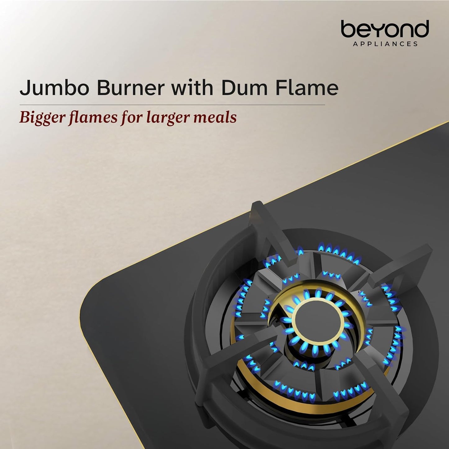 Beyond Appliances Altair 4 Burner Glass Gas Stove | Auto Ignition | Digital Timer | Toughened Glass |