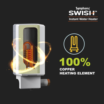 Symphony Swish with Puropod | 5.9 Litre | Instant Water Geyser | 3KW Heating |