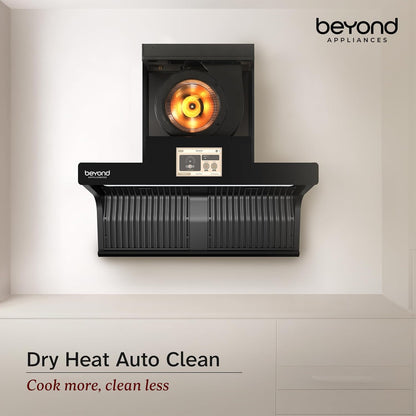 Beyond Orion Auto Clean Kitchen Chimney | 1600 CMH Suction | Filterless | Smart Touchscreen Display & Speaker |
