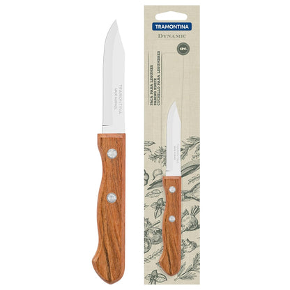 Tramontina Dynamic Fruit & Vegetable Knife | Heat-Treated Stainless Steel Blade | Natural Wood Handle |