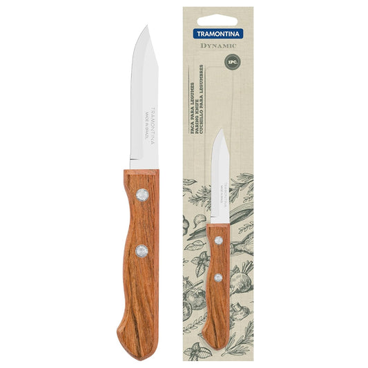Tramontina Dynamic Fruit & Vegetable Knife | Heat-Treated Stainless Steel Blade | Natural Wood Handle |