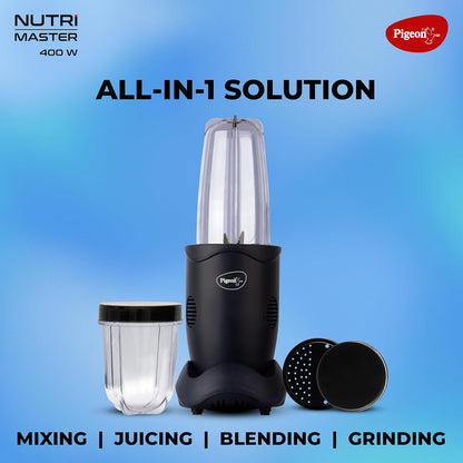 Pigeon Nutri Master 2 Jars | Stainless Steel | Mixer Grinder, Juicer, Blender, Smoothie Maker All-In-1 Machine |