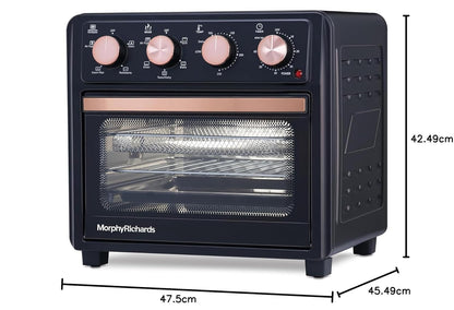 Morphy Richards AirCrisp 25 Litre Air Fryer Oven | Black & Rose Gold | In built Air Fryer and OTG |