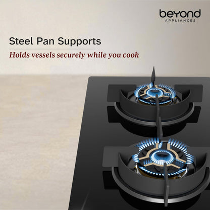 Beyond Appliances Auriga Pro 3-Burner  Auto Ignition | Smart Digital Timer | 5D Full Brass Burners |