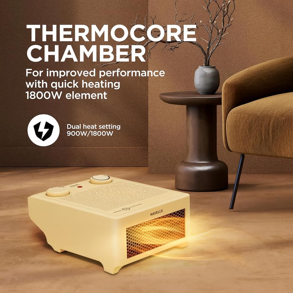 Havells FIESTA Room Heater| Dual Power | Overheat Protection | Adjustable Thermostat Control