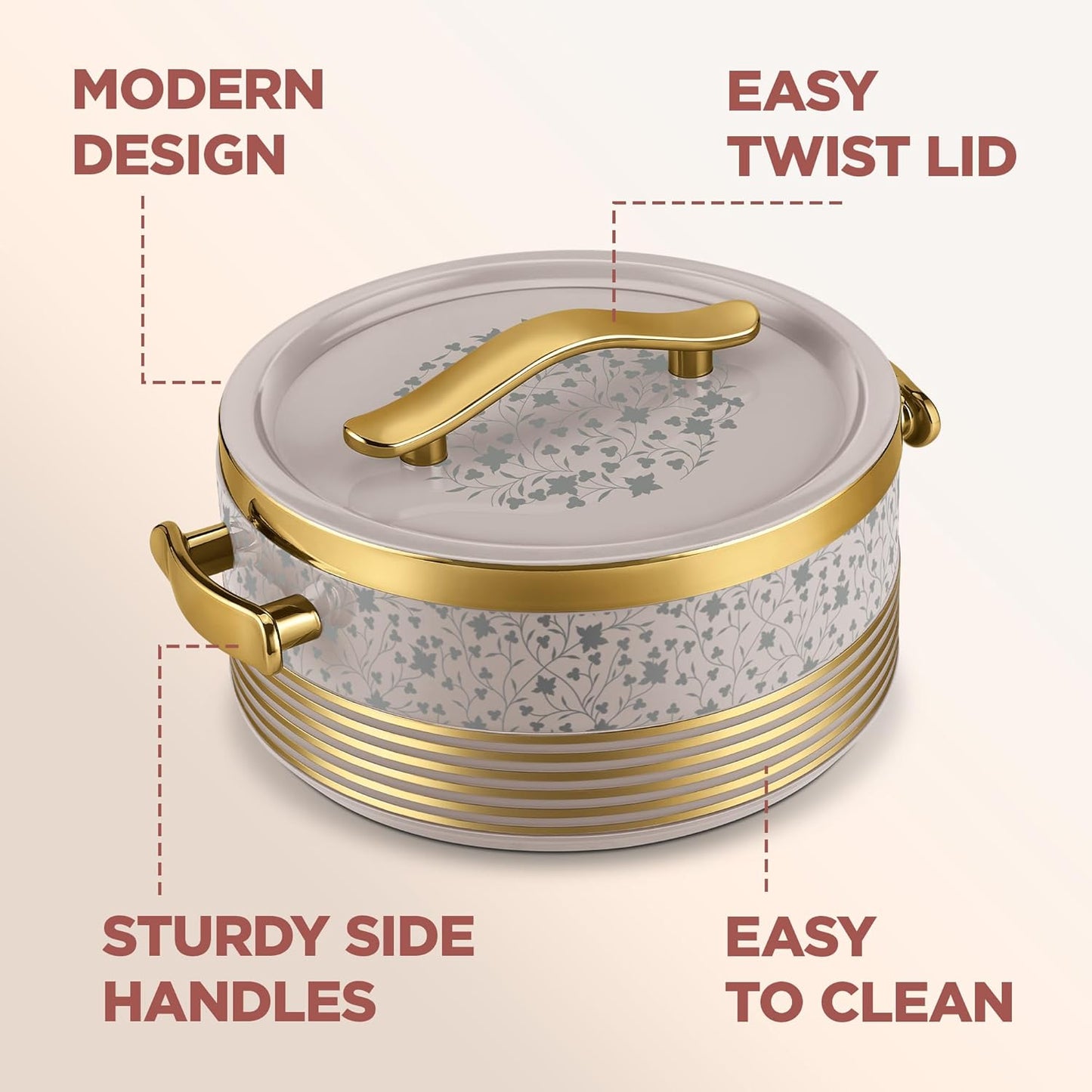 MILTON Insignia 2000 Casserole | 1900 ml | ISI Certified | Beige |