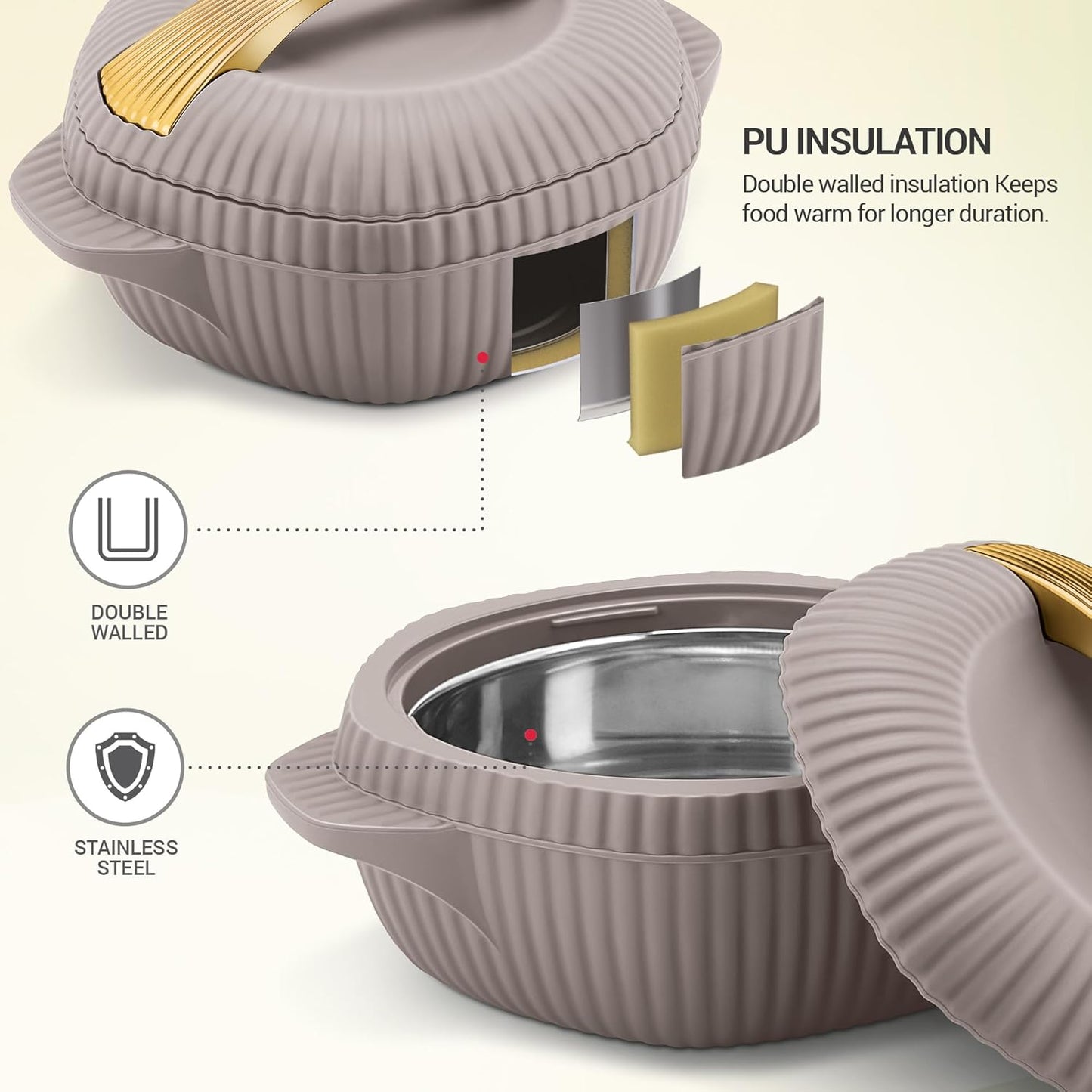 MILTON plastic Oyster 2000 PU Insulated Casserole | Hot & Cold | Easy to Carry |