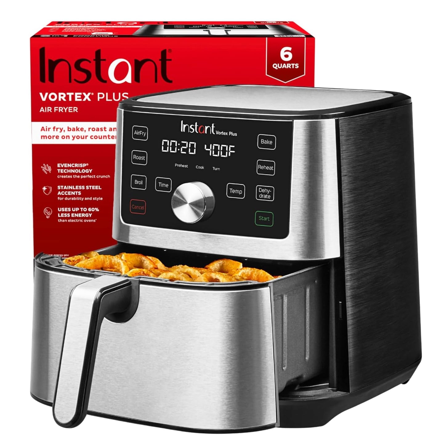 Instant Pot Air Fryer | Vortex SS | 6 Litre | Touch Control Panel |  360° EvenCrisp Technology