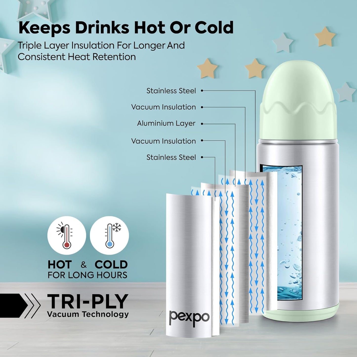 Pexpo thermo Stainless Steel  | Joy Baby feeder | 300 ml | ISI Certified |