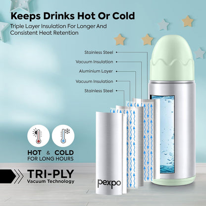 Pexpo thermo Stainless Steel  | Joy Baby feeder | 300 ml | ISI Certified |
