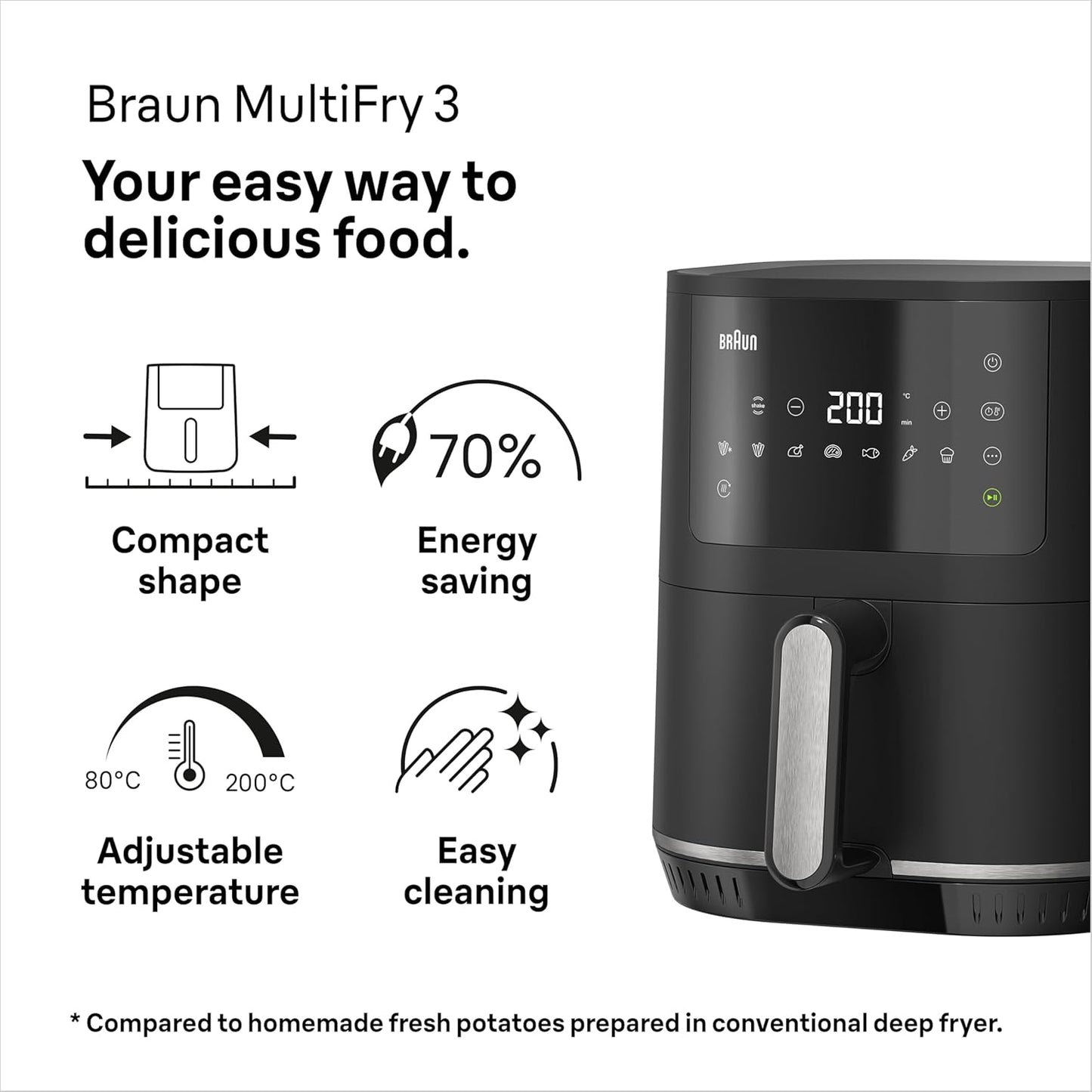 Braun MultiFry Air Fryer 3 | 1500W | 4.3L | Black | low-oil air fryer